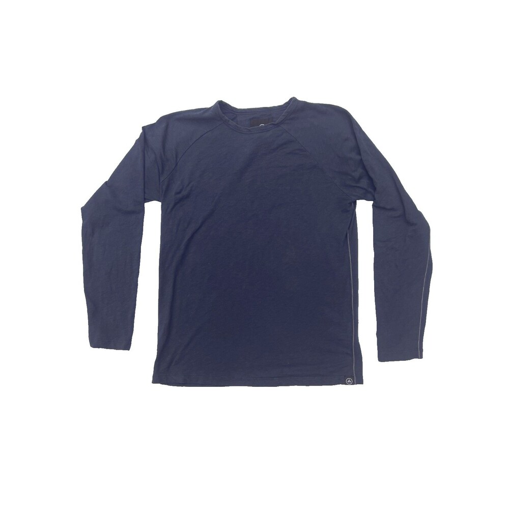 Aether Long Sleeve Shirt Mens L Navy 100% Cotton Crew Neck Made in USA Hike